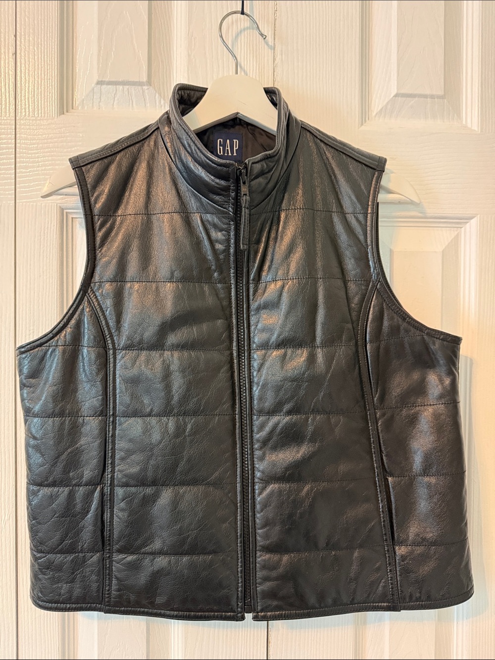 Gap Vintage 1999 Y2K Women’s Padded Leather Vest Quilted Sz M